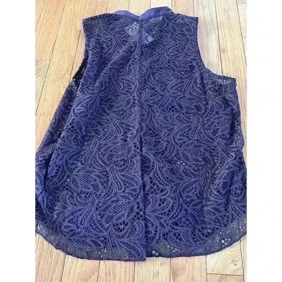 AG Women's Sleeveless Lace Camisole Blouse Purple Size S Casual Top - Picture 5 of 8